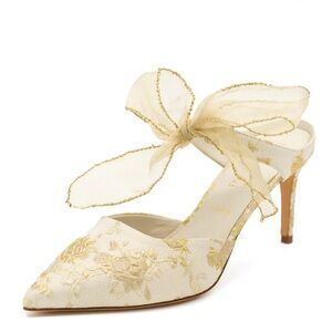 Something Bleu ELVIE POINTED TOE PUMP. New. Gold/Cream (ivory). Made in Italy.